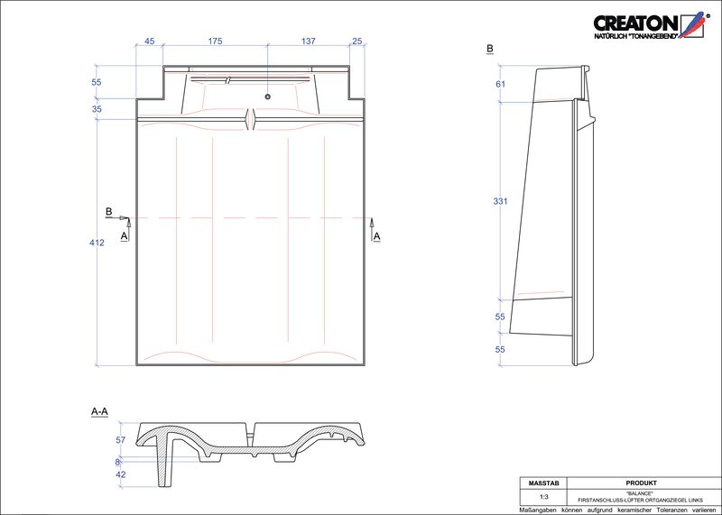 CAD файл черепиці BALANCE черепиця  гребенева вентиляційна бічна ліва FALOGL