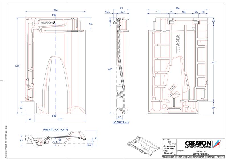 CAD файл черепиці TITANIA вентиляційна черепиця LUEFTZ