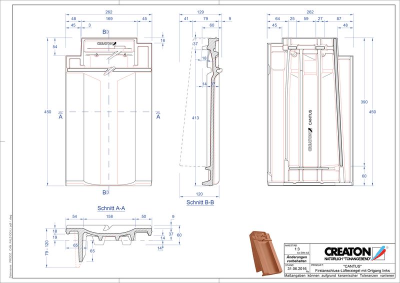 CAD файл черепиці CANTUS черепиця  гребенева вентиляційна бічна ліва FALOGL