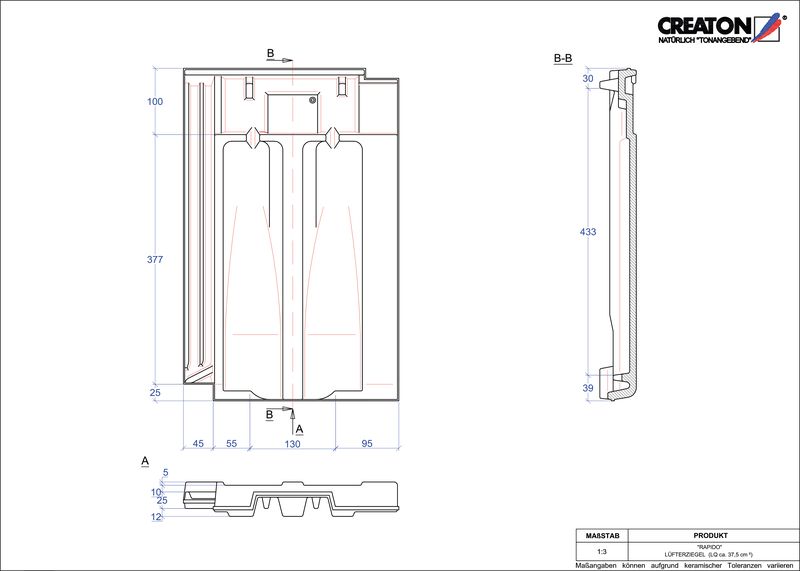 CAD файл черепиці RAPIDO вентиляційна черепиця LUEFTZ