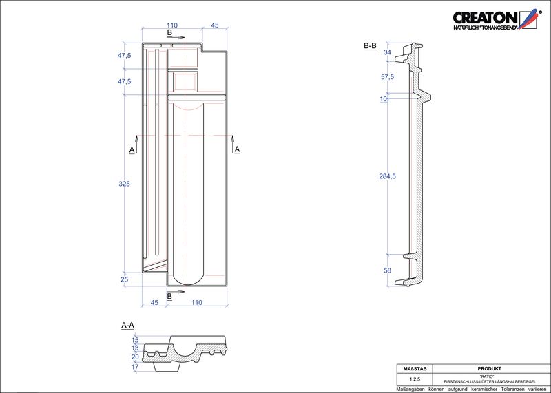 CAD файл черепиці RATIO половинчаста черепиця  гребенева вентиляційна FALLH