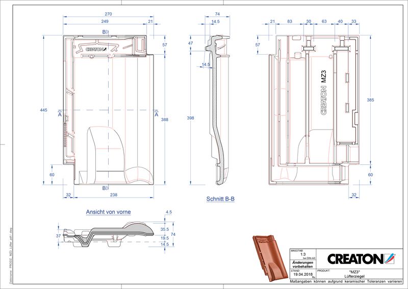 CAD файл черепиці MZ3 NEU вентиляційна черепиця LUEFTZ