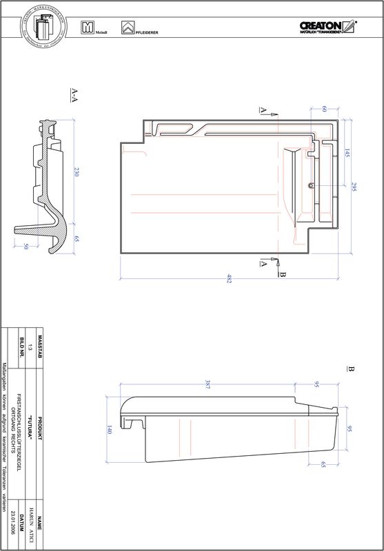 CAD файл черепиці FUTURA черепиця  гребенева вентиляційна бічна права FALOGR