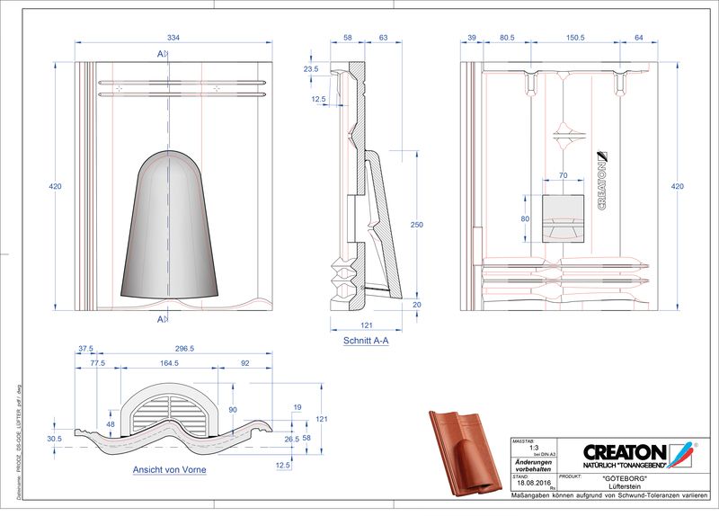 CAD файл черепиці GÖTEBORG вентиляційна черепиця Luefterstein