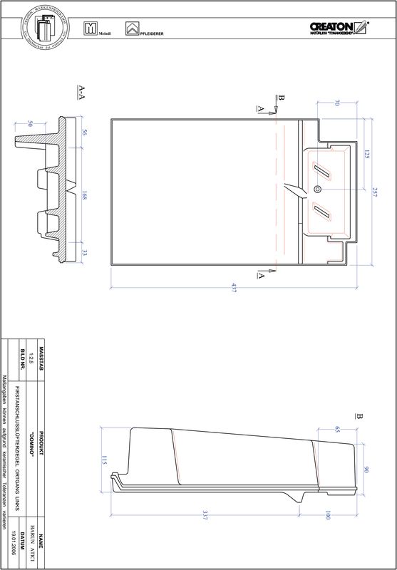 CAD файл черепиці DOMINO черепиця  гребенева вентиляційна бічна ліва FALOGL