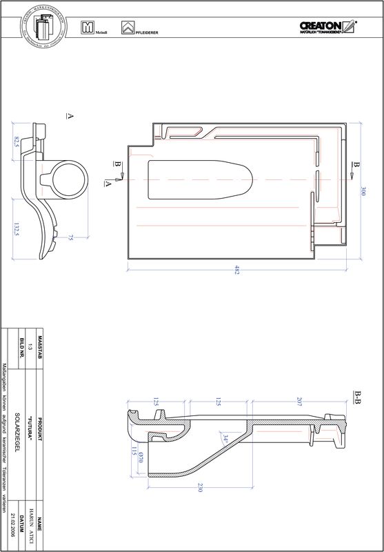 CAD файл черепиці FUTURA наскрізна черепиця для системи сонячних батарей SOLAR