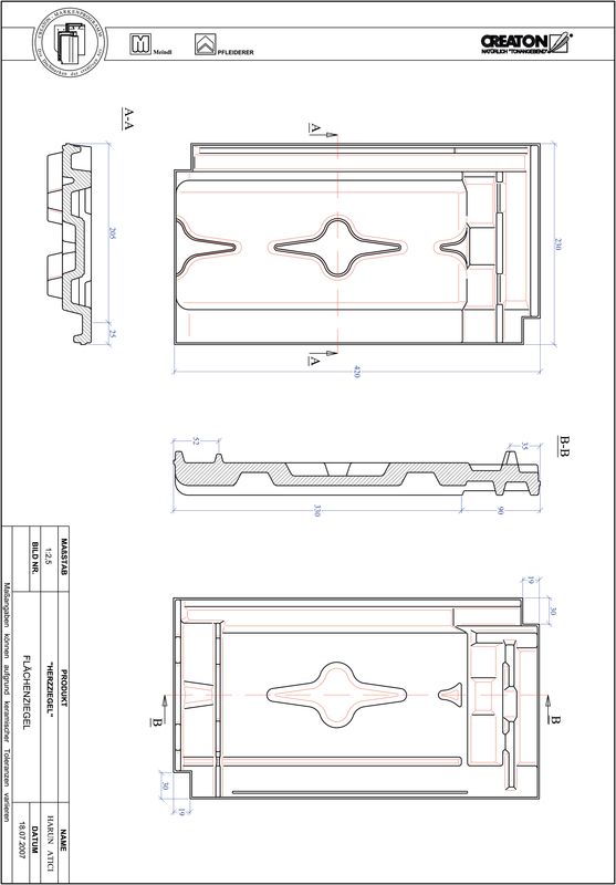 CAD файл черепиці HERZZIEGEL покрівельна черепиця FLA
