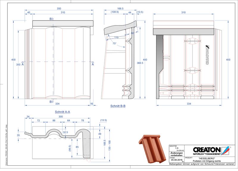 CAD файл черепиці HEIDELBERG черепиця бічна права для односхилого даху PultOGR