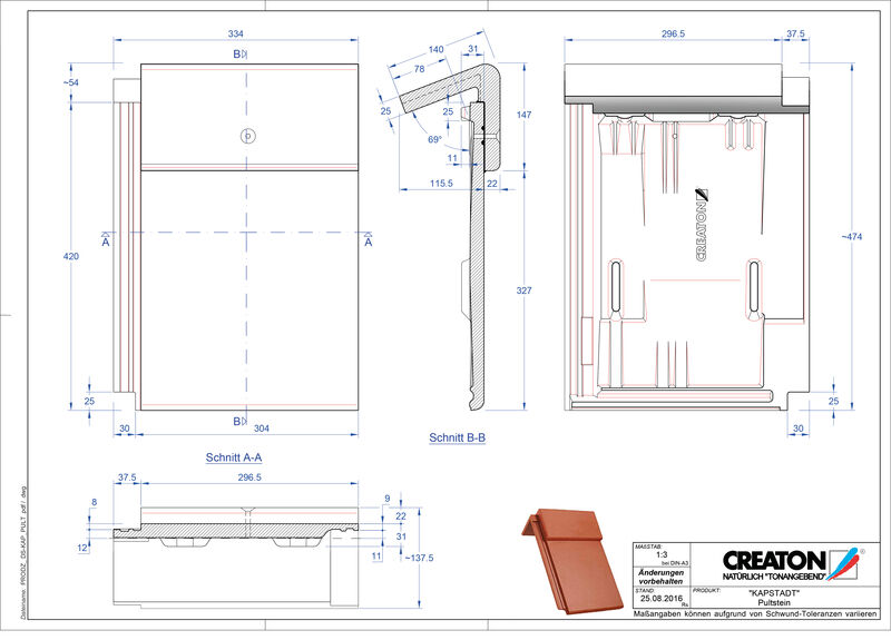 CAD файл черепиці KAPSTADT черепиця для односхилого даху PULTSTEIN