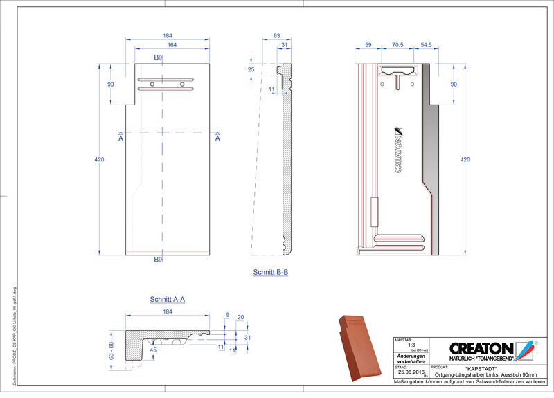 CAD файл черепиці KAPSTADT черепиця бічна ліва OGL-halb-90