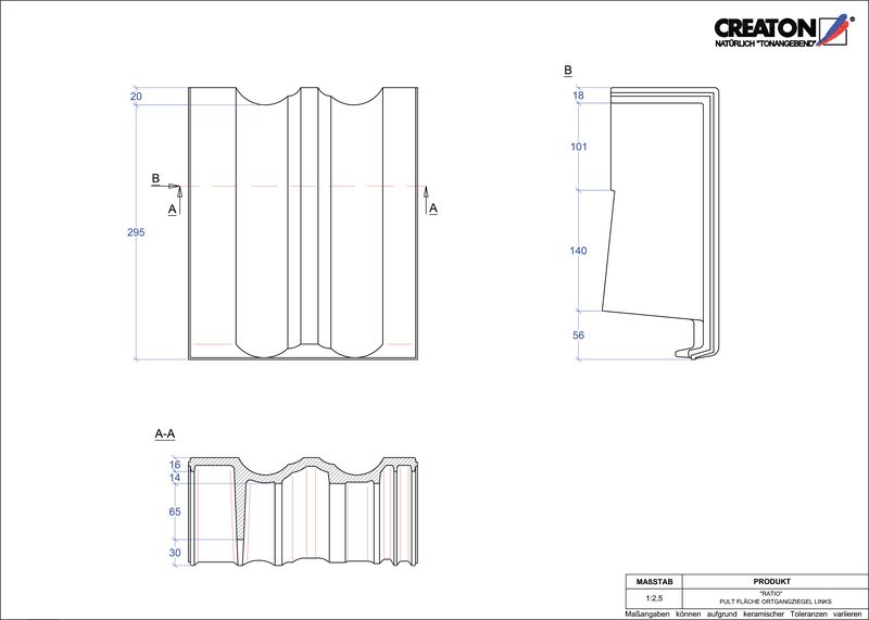 CAD файл черепиці RATIO черепиця бічна ліва для односхилого даху PULTOGL