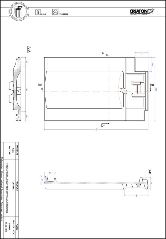 CAD файл черепиці TERRA OPTIMA двохвильова черепиця  гребенева вентиляційна FALDWZ