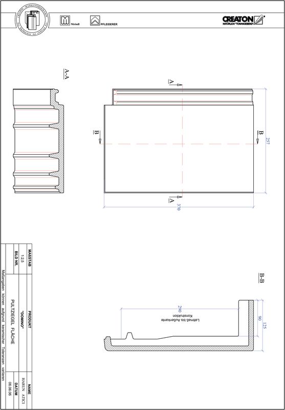 CAD файл черепиці DOMINO покрівельна черепиця для односхилого даху PULTFLA