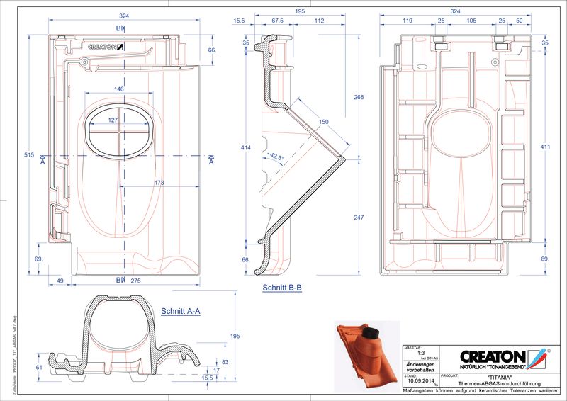 CAD файл черепиці TITANIA наскрізна черепиця для газових димоходів THERME