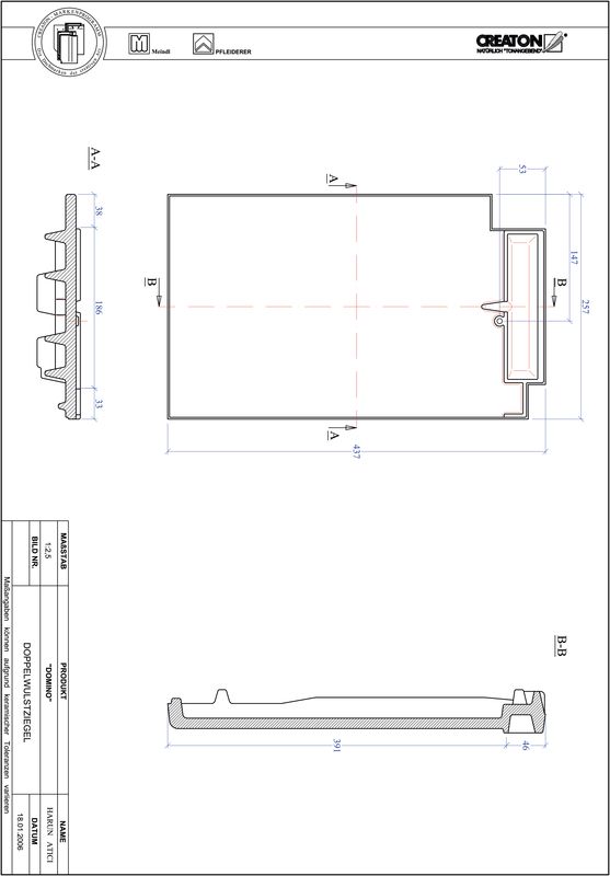CAD файл черепиці DOMINO двохвильова черепиця DWZ