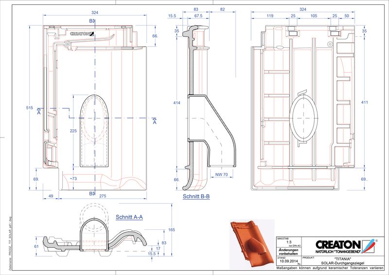 CAD файл черепиці TITANIA наскрізна черепиця для системи сонячних батарей SOLAR