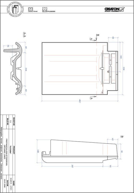 CAD файл черепиці FUTURA черепиця  гребенева вентиляційна бічна ліва FALOGL