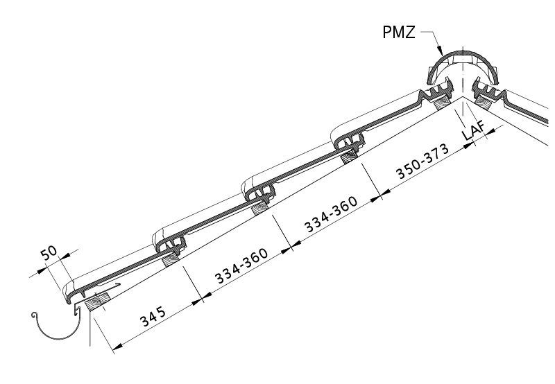 Технічне креслення черепиці MZ3 NEU DQF DQF