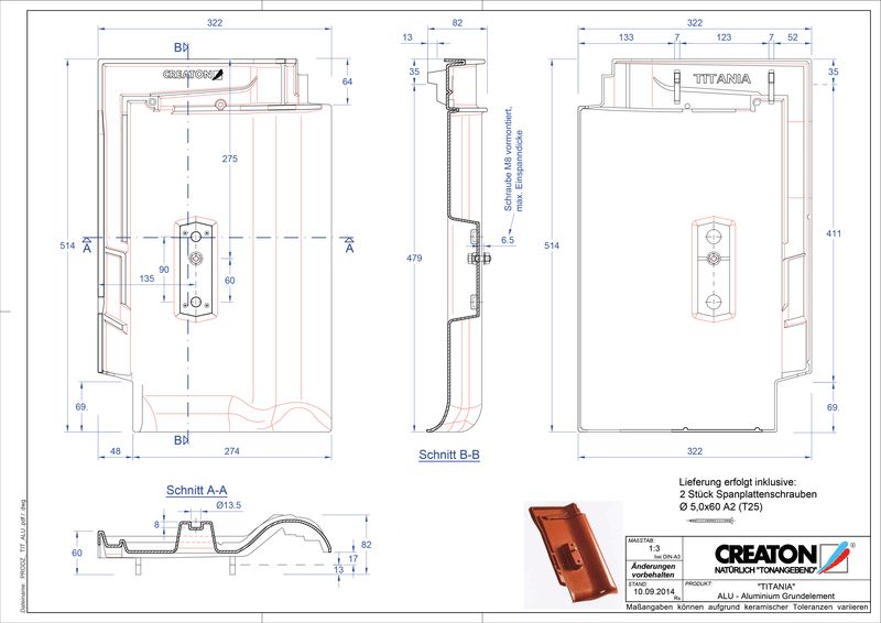CAD файл черепиці TITANIA алюміній ґрунт. GRUNDALU