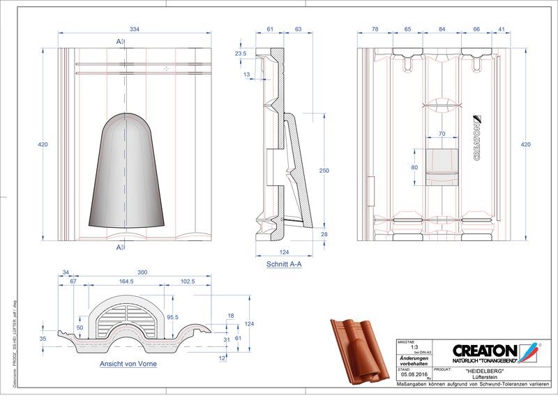 CAD файл черепиці HEIDELBERG вентиляційна черепиця Luefterstein