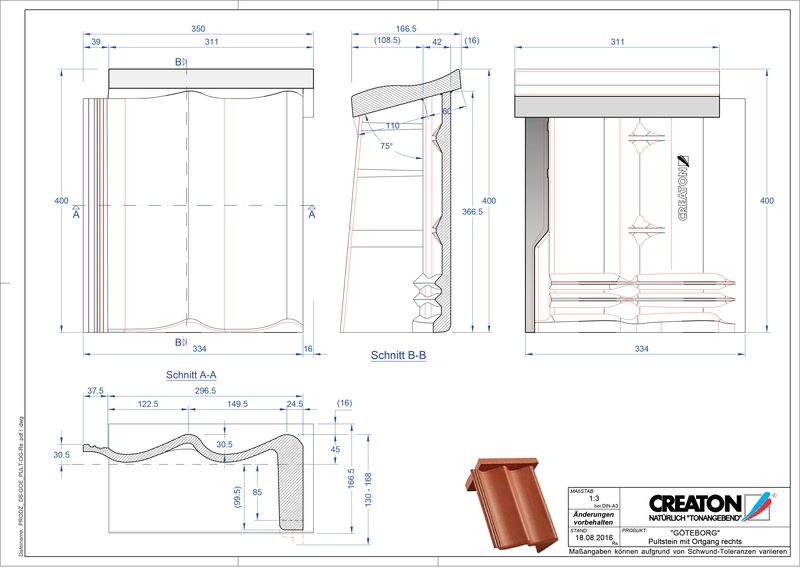 CAD файл черепиці GÖTEBORG черепиця бічна права для односхилого даху PultOGR