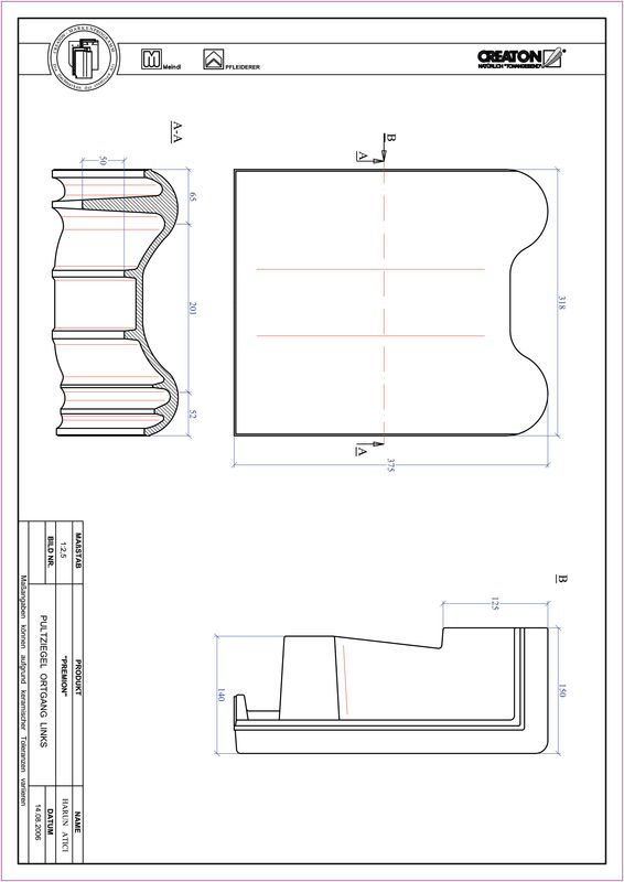 CAD файл черепиці PREMION черепиця бічна ліва для односхилого даху PULTOGL