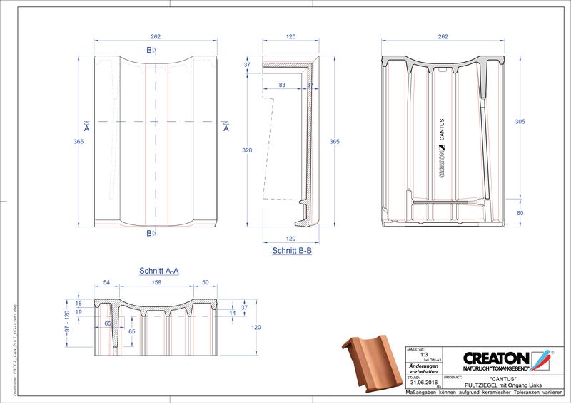 CAD файл черепиці CANTUS черепиця бічна ліва для односхилого даху PULTOGL