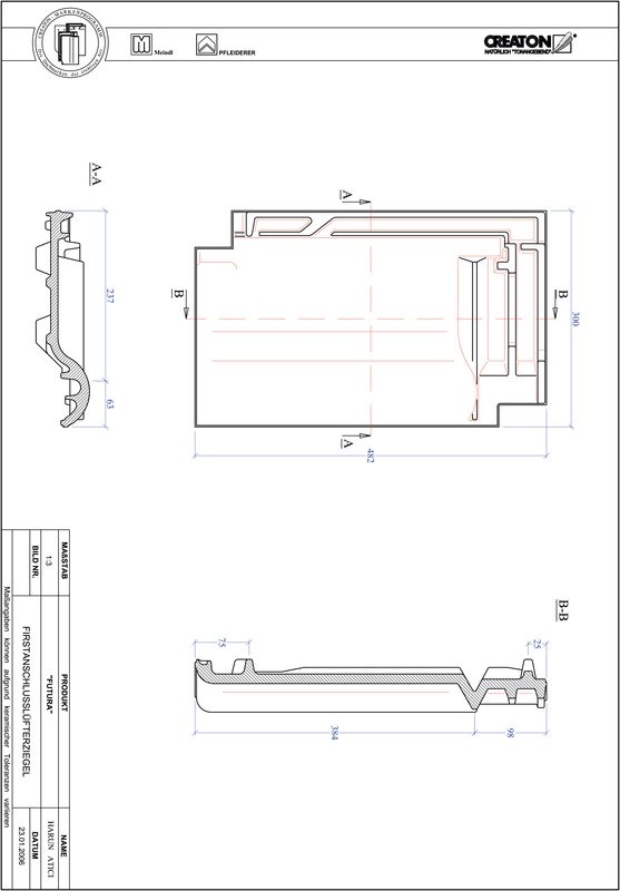 CAD файл черепиці FUTURA черепиця  гребенева вентиляційна FALZ