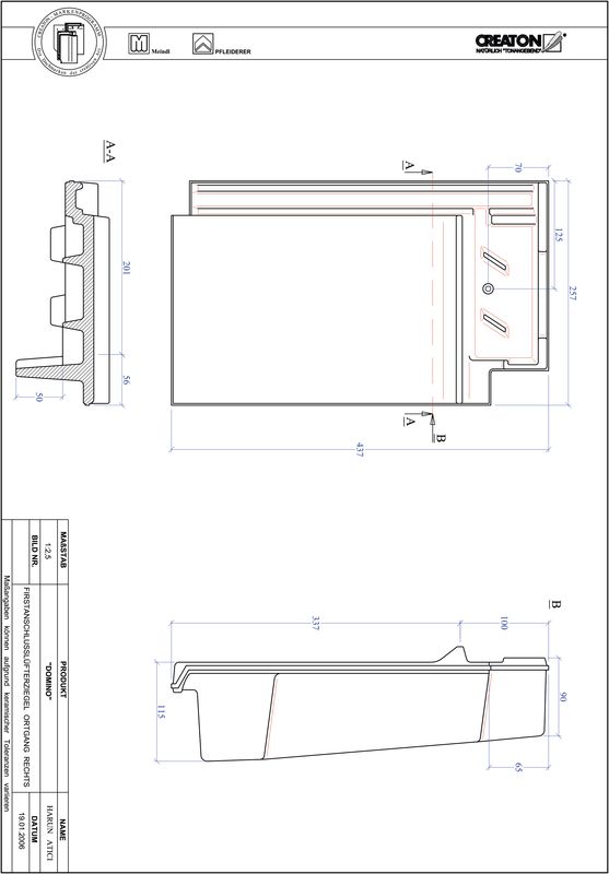 CAD файл черепиці DOMINO черепиця  гребенева вентиляційна бічна права FALOGR