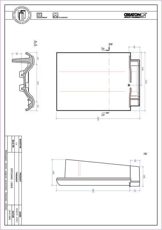 CAD файл черепиці PREMION черепиця бічна ліва OGL