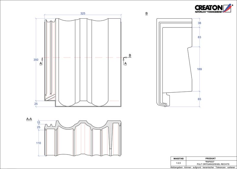 CAD файл черепиці RAPIDO черепиця бічна права для односхилого даху PULTOGR