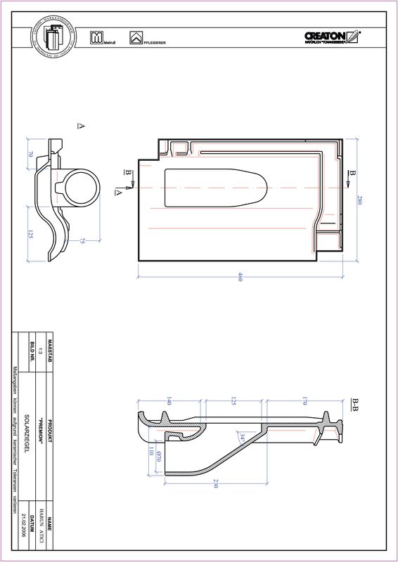 CAD файл черепиці PREMION наскрізна черепиця для системи сонячних батарей SOLAR
