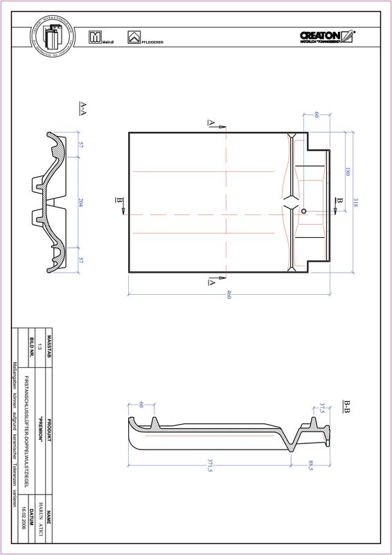 CAD файл черепиці PREMION двохвильова черепиця  гребенева вентиляційна FALDWZ