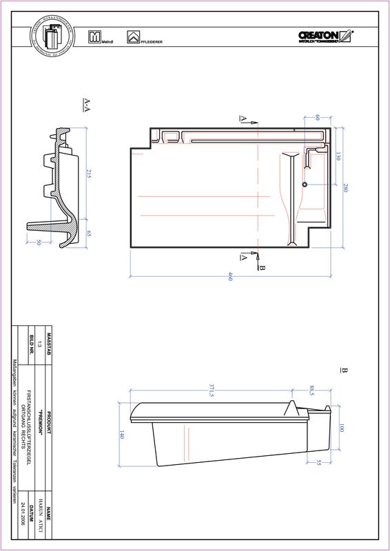 CAD файл черепиці PREMION черепиця  гребенева вентиляційна бічна права FALOGR