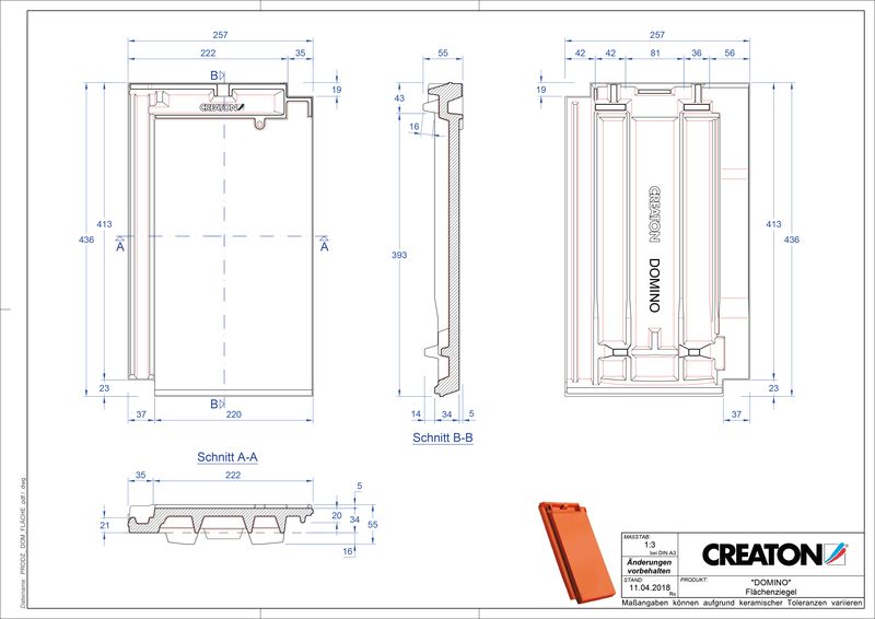 CAD файл черепиці DOMINO покрівельна черепиця FLA