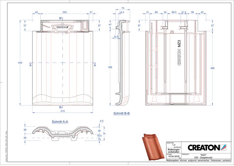 CAD файл черепиці MZ3 NEU двохвильова черепиця DWZ