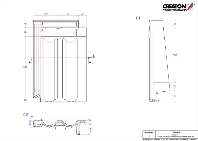 CAD файл черепиці RAPIDO черепиця  гребенева вентиляційна бічна права FALOGR