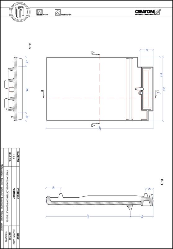 CAD файл черепиці DOMINO двохвильова черепиця  гребенева вентиляційна FALDWZ