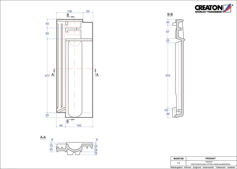 CAD файл черепиці RAPIDO половинчаста черепиця  гребенева вентиляційна FALLH