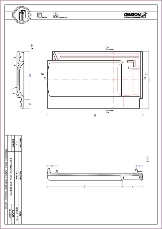 CAD файл черепиці TERRA OPTIMA черепиця  гребенева вентиляційна FALZ