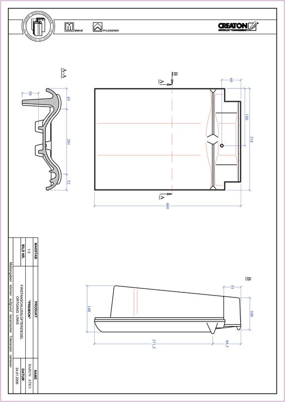 CAD файл черепиці PREMION черепиця  гребенева вентиляційна бічна ліва FALOGL