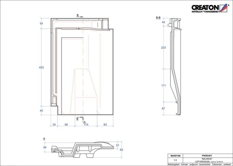 CAD файл черепиці BALANCE вентиляційна черепиця LUEFTZ