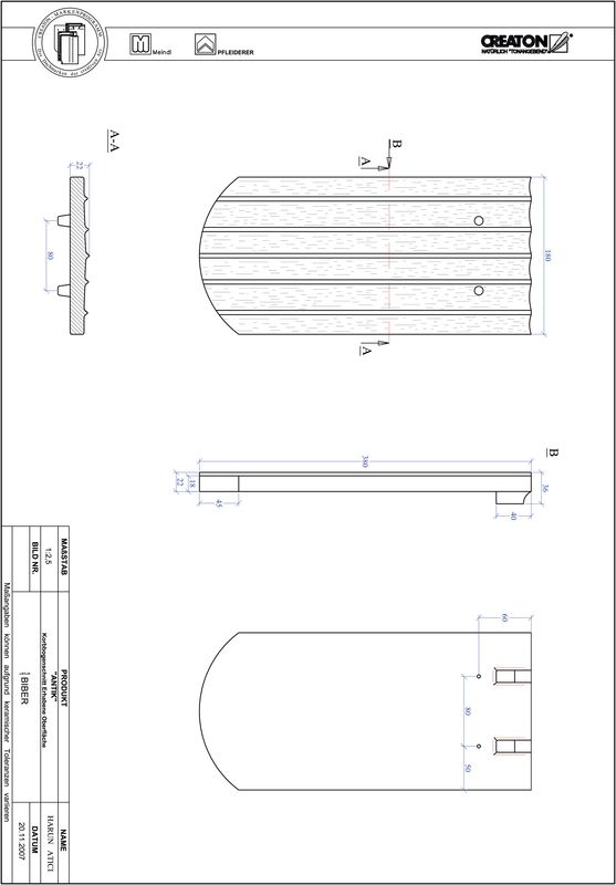 CAD файл черепиці ANTIK  напівкругла форма KORB-ERHO
