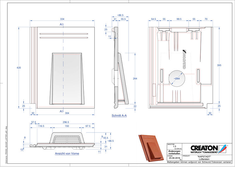 CAD файл черепиці KAPSTADT вентиляційна черепиця Luefterstein