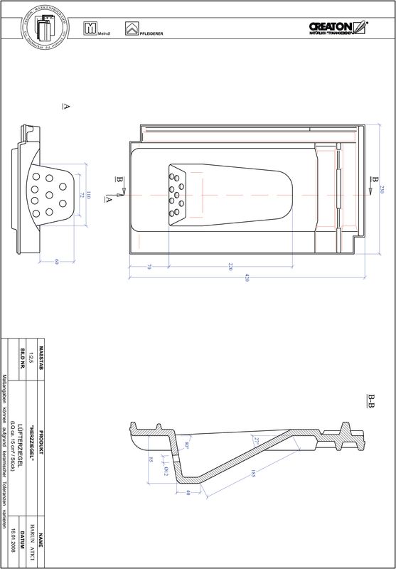 CAD файл черепиці HERZZIEGEL вентиляційна черепиця LUEFTZ