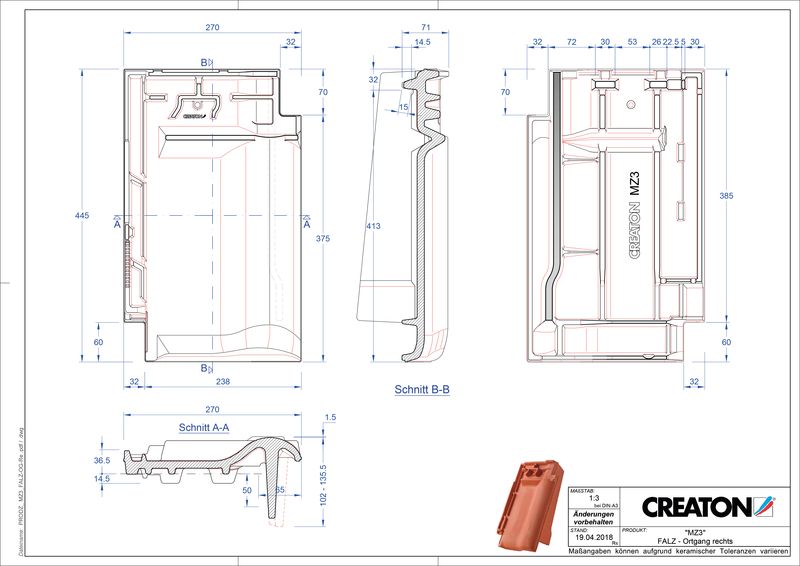 CAD файл черепиці MZ3 NEU черепиця  гребенева вентиляційна бічна права FALOGR