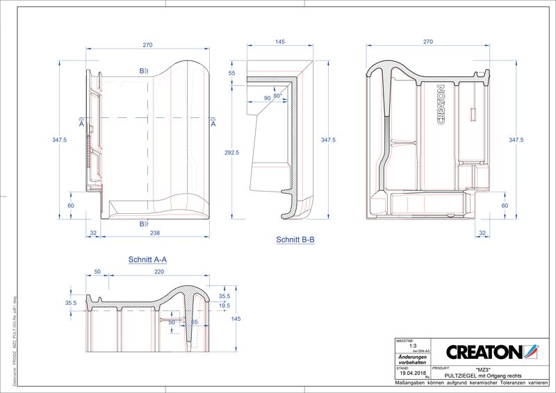 CAD файл черепиці MZ3 NEU черепиця бічна права для односхилого даху PULTOGR