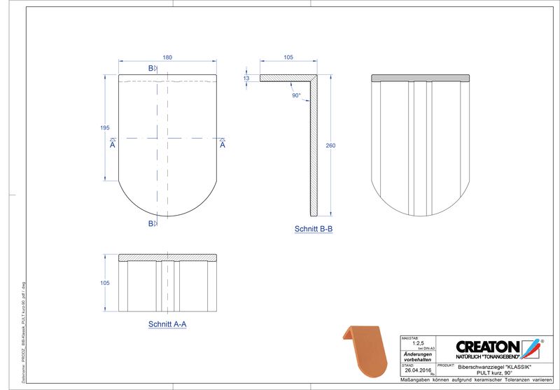CAD файл черепиці KLASSIK напівкругла форма RUND-PULT-kurz