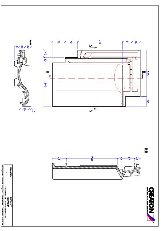 CAD файл черепиці SINFONIE черепиця  гребенева вентиляційна FALZ