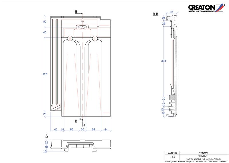 CAD файл черепиці RATIO вентиляційна черепиця LUEFTZ